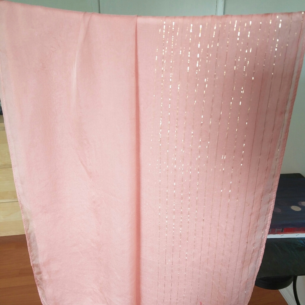 Coral 100% Silk Scarf Long